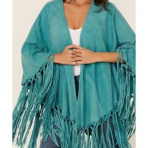 Tasha Polizzi Turquoise Rio Grande fringed shawl